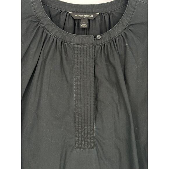 Banana Republic Black Voile Long Puff Sleeve Blouse Breathable Relaxed Casual S - Picture 4 of 7